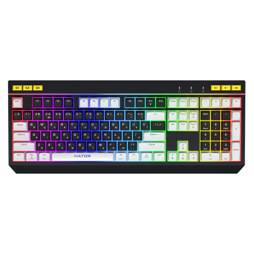 Tastatura Gaming Hator Icefall RGB, USB, 1000Hz - Alb-Negru - imagine 2