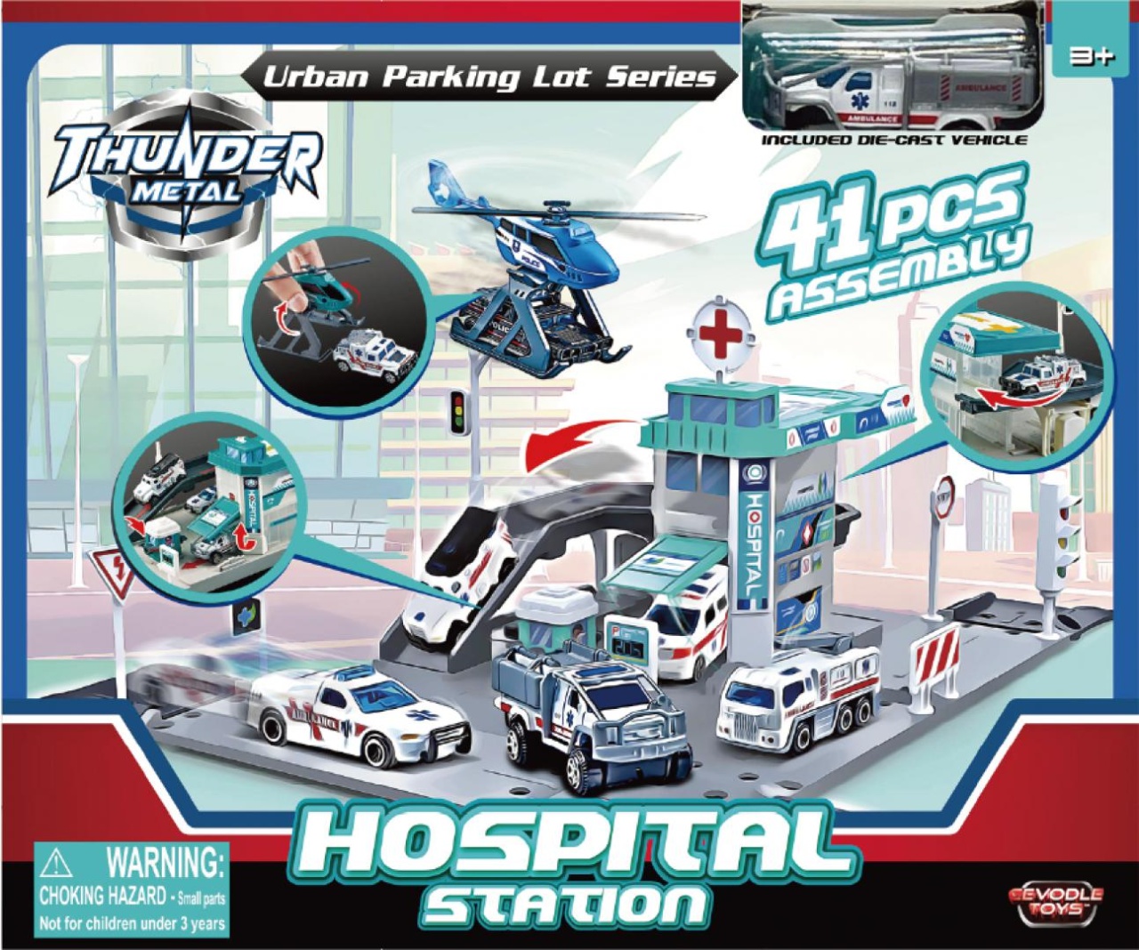 Set Parcare Die Cast 1/64 cu Masinuta - Cevodle, 41 Accesorii DIY - imagine 2