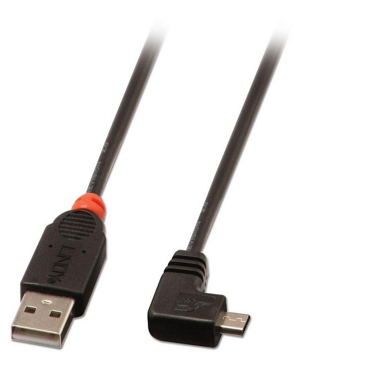 Cablu USB 2.0 Micro-B Unghi Dreapta 2m Lindy