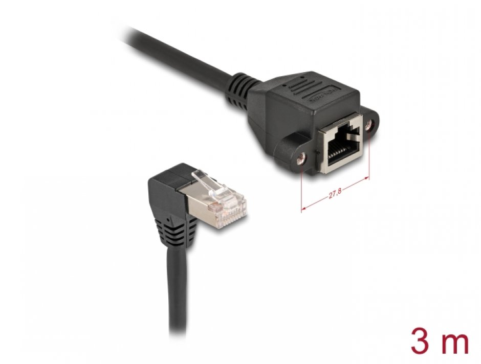 Cablu RJ45 Delock 6A 3m, S/FTP Unghi