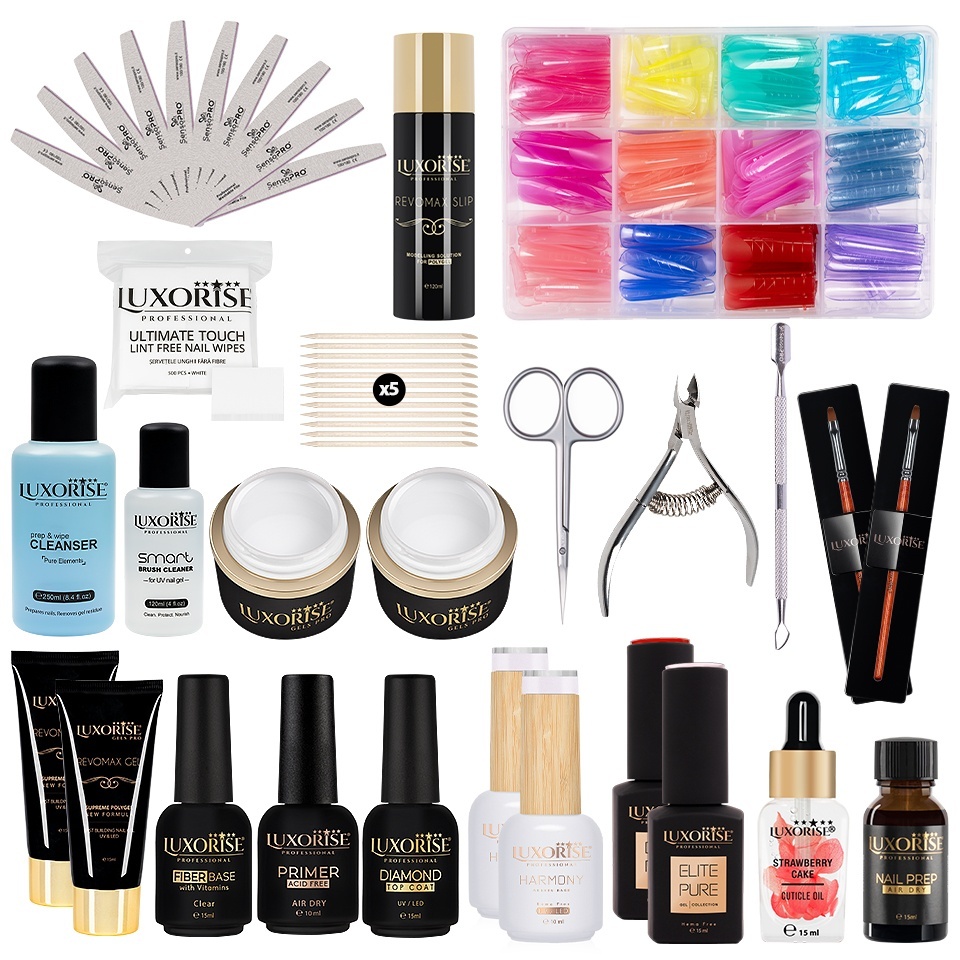 Kit Polygel și Gel Milky White LUXORISE PRO107