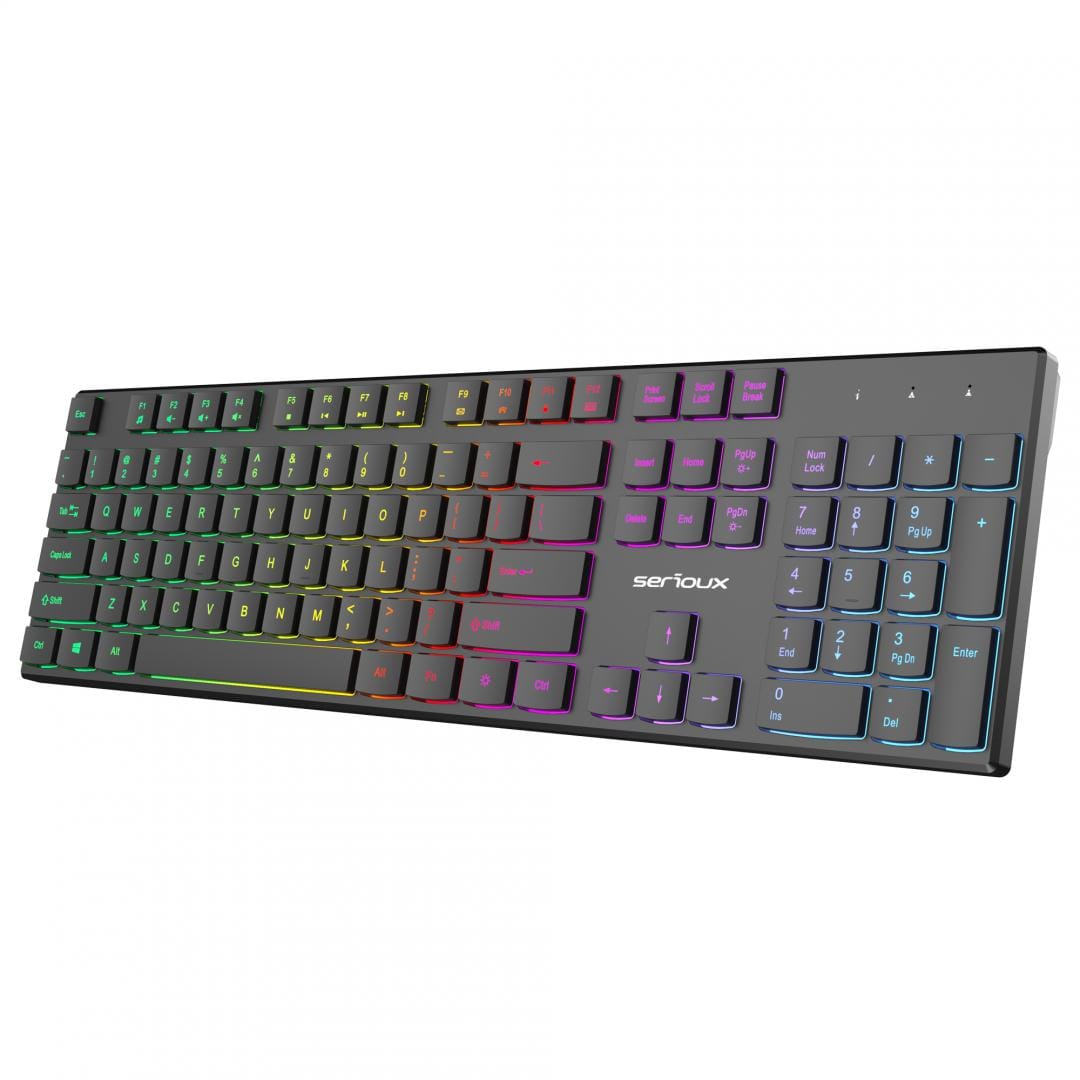 Tastatura Office USB cu Iluminare Serioux - 104 Taste Negru - imagine 5