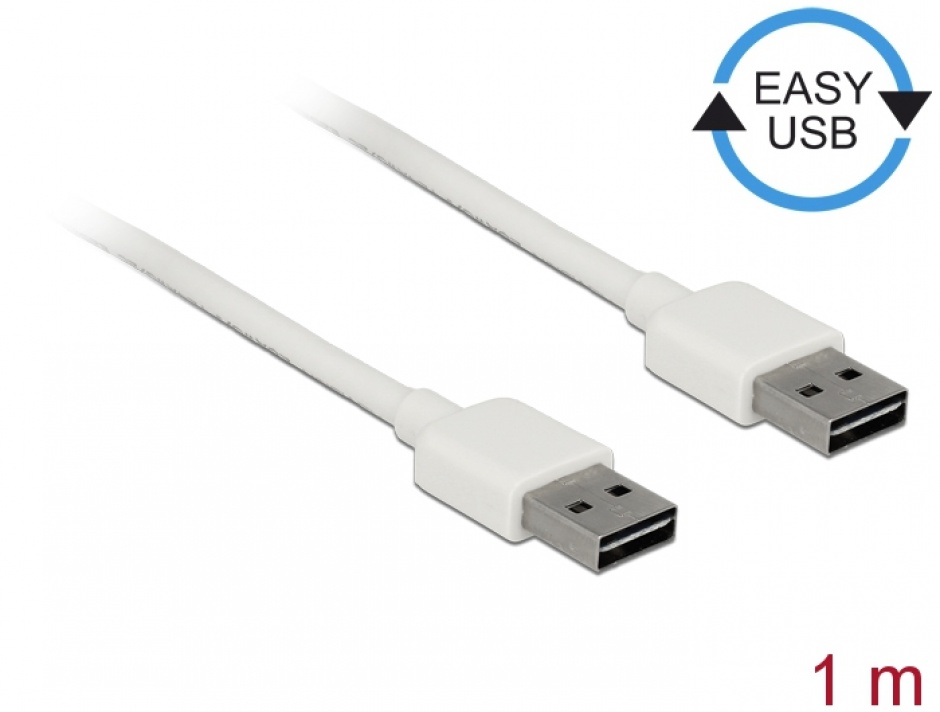 Cablu USB Delock 1m Alb, Conectare Simplă 2.0