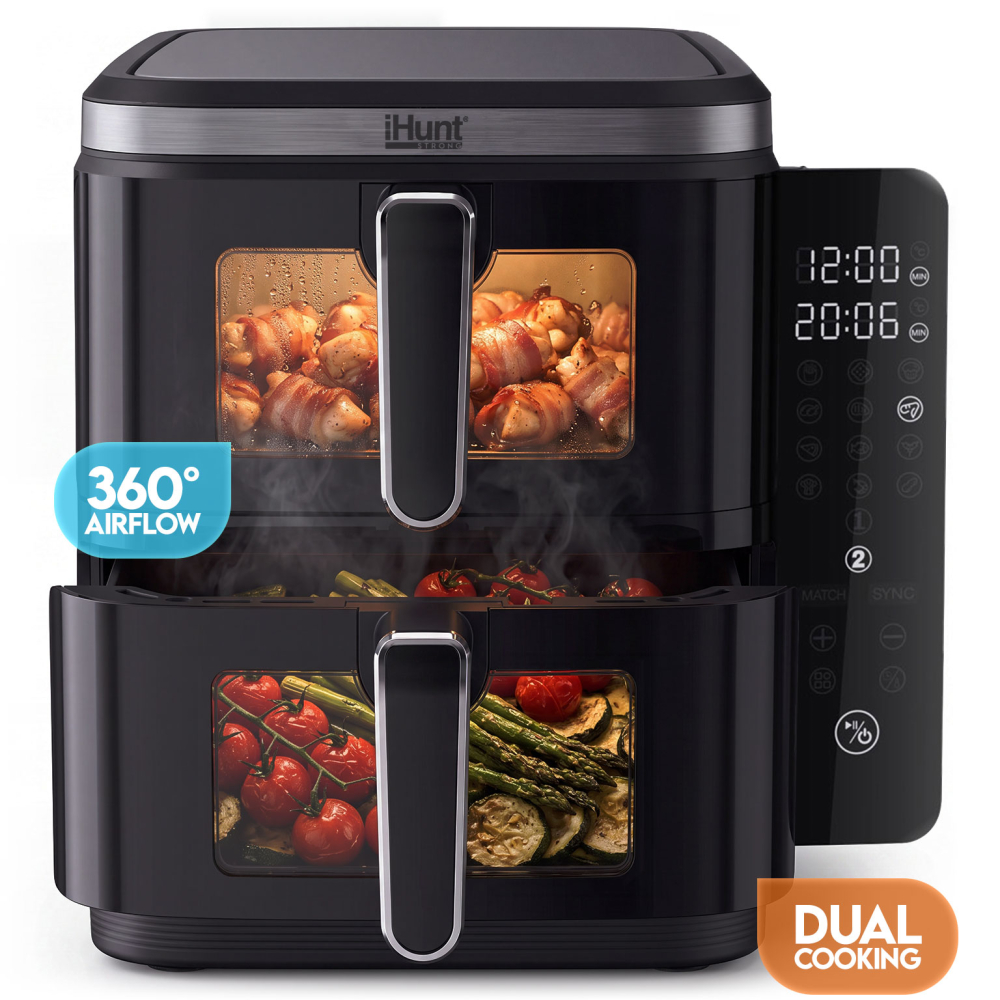 Friteuza cu aer cald iHunt Bro 11L Dual Stack - imagine 2