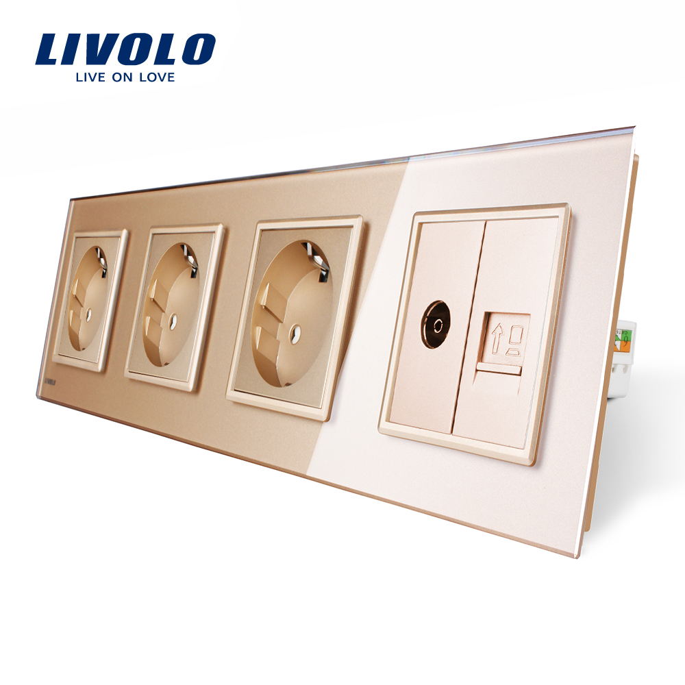 Priză Cvadruplă Livolo Sticlă, TV și Internet - imagine 15