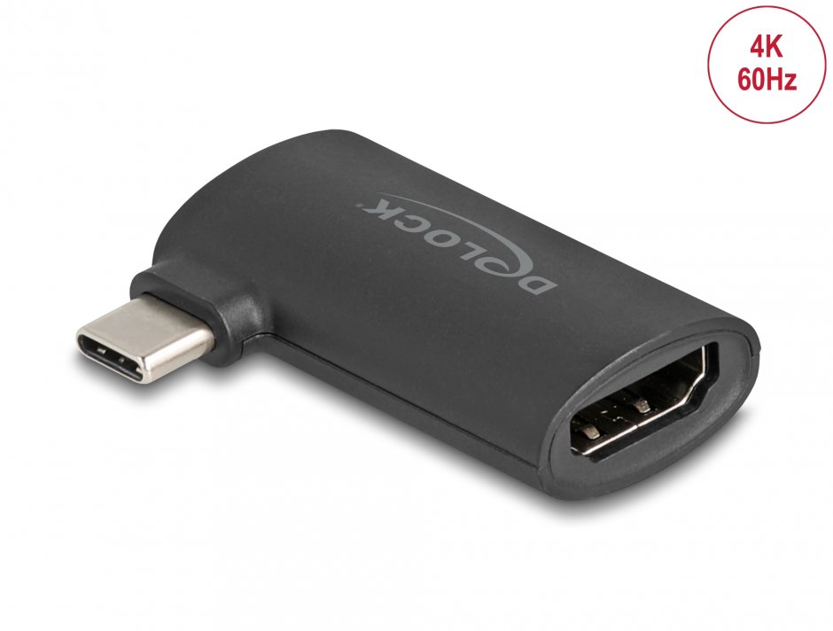 Adaptor Delock USB-C la HDMI 4K 60Hz, unghi 90°