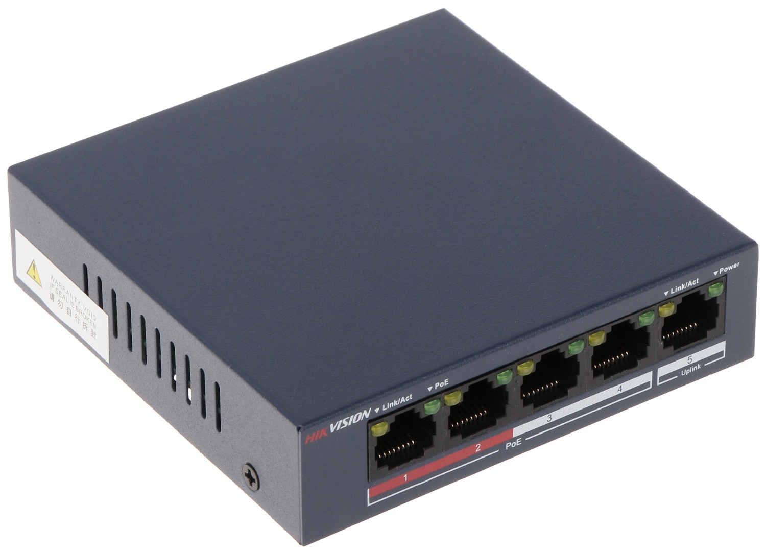 Switch PoE Hikvision 4 Porturi, 30W/Port