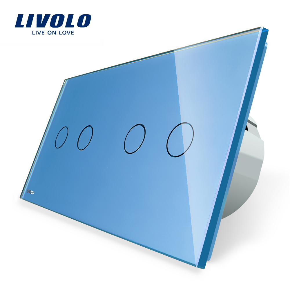 Întrerupător Dublu Touch Livolo, Sticlă Crystal, LED - imagine 11