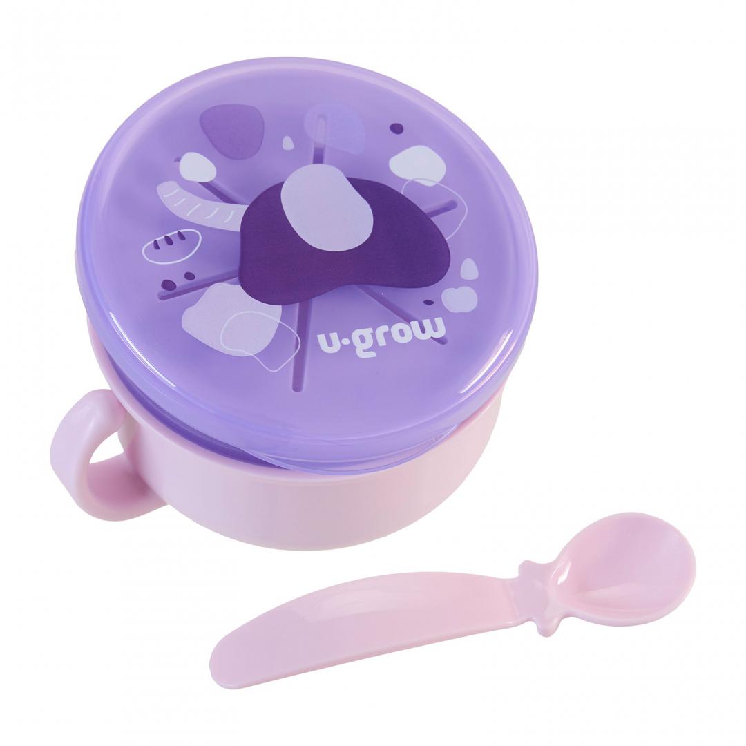 Bol Snackuri 2 in 1 cu Linguriță, Mov - U-Grow - imagine 2