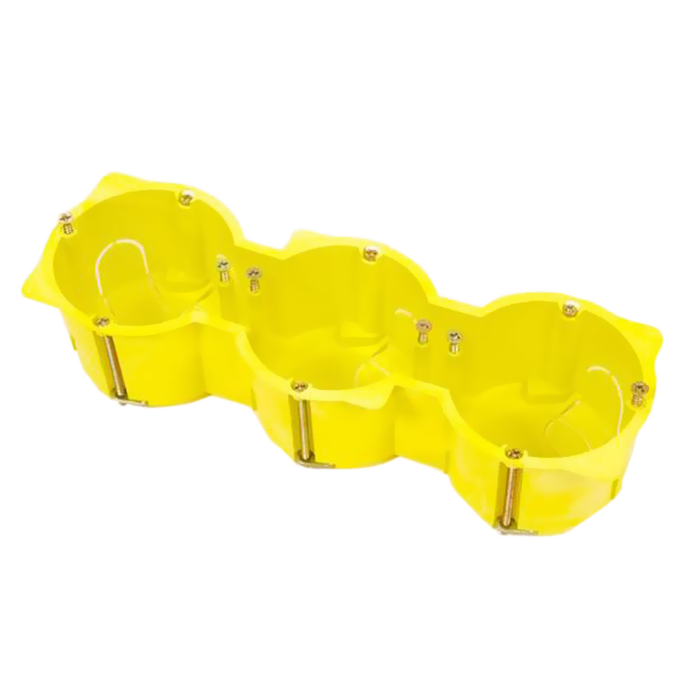 Doză intrerupător triplă COURBI, pentru rigips, 65x45 mm
