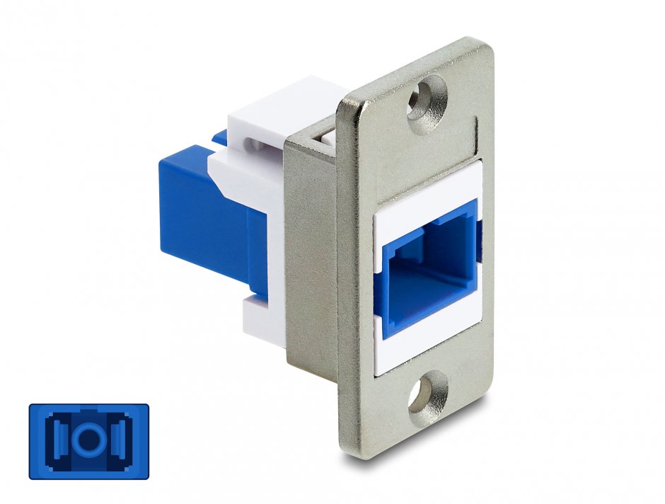 Modul fibra optica SC Simplex M-M montare panou Alb/albastru, Delock 91095