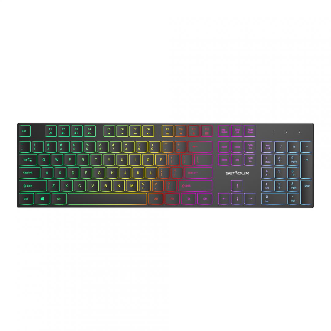 Tastatură office cu iluminare * Mod: USB cu fir * Număr tastă: 104 * Material: ABS * Culoare: Negru * Layout: SUA * Tip interfa&#...