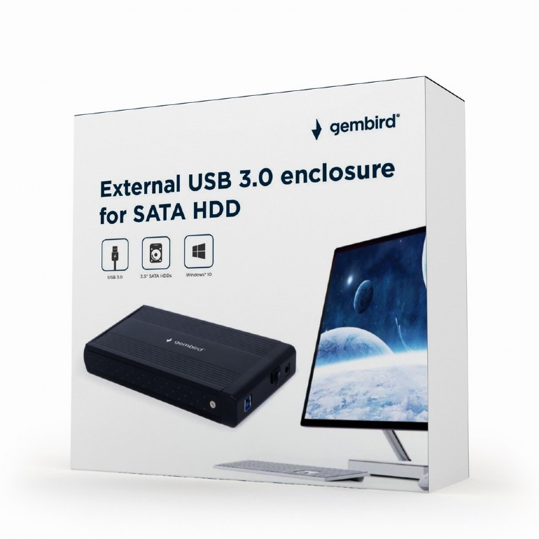 Rack Extern HDD 3.5" SATA USB 3.0 Gembird EE3-U3S-3 Negru - imagine 4