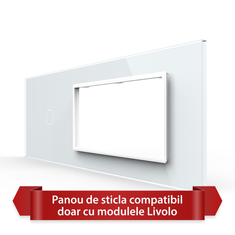 Panou Livolo Sticlă 1 Priză + 1 Buton