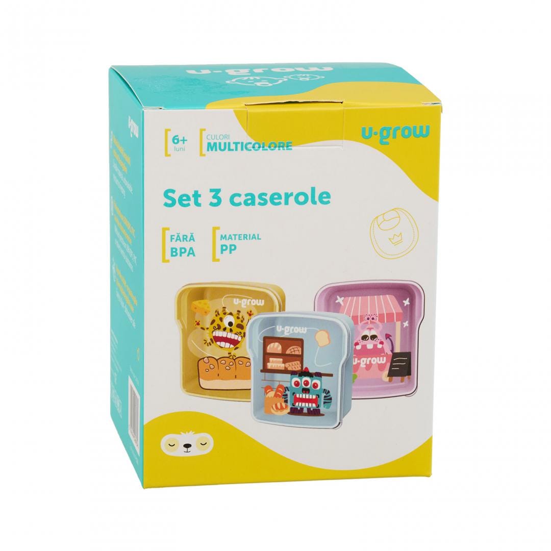 Set 3 Caserole Copii U-Grow 300ml - Fără BPA, Multicolor - imagine 9