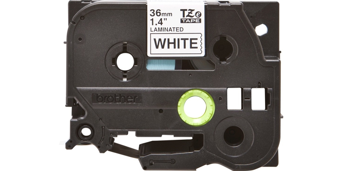 Banda Brother TZE261 36mm, Negru pe Alb, Rezistentă