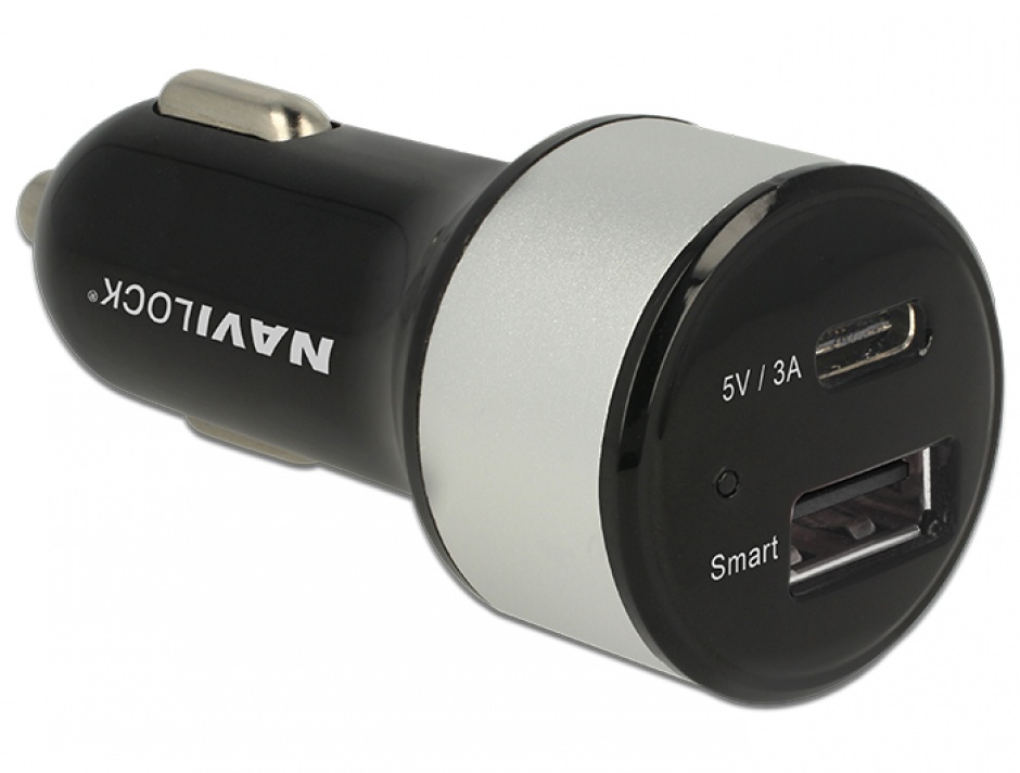 Încărcător Auto Navilock USB-C și USB-A