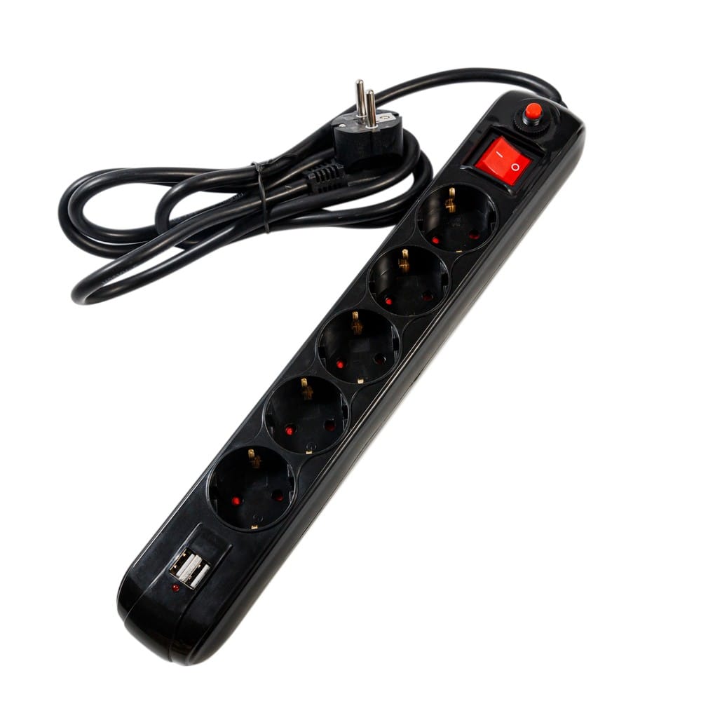 Prelungidor Spacer 5 Prize + 2 USB, 3500W, 1.8m - Negru - imagine 9