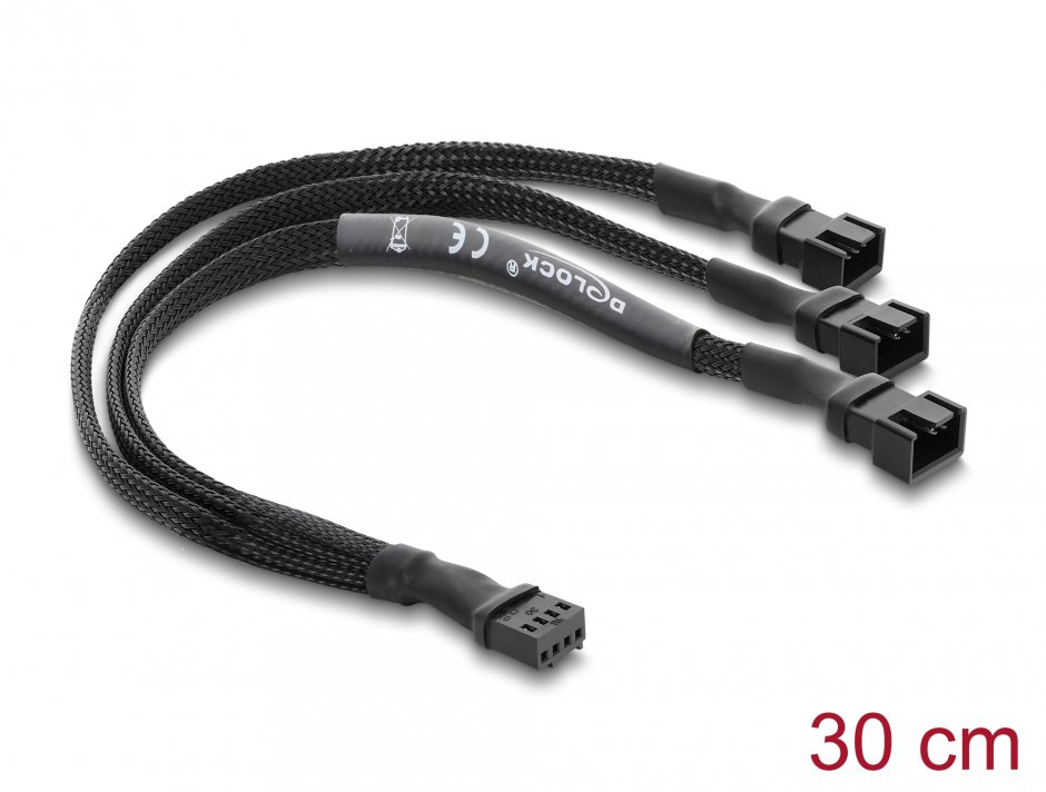 Splitter Ventilator PWM 1x4 la 2x4 Pini 30 cm Negru Delock