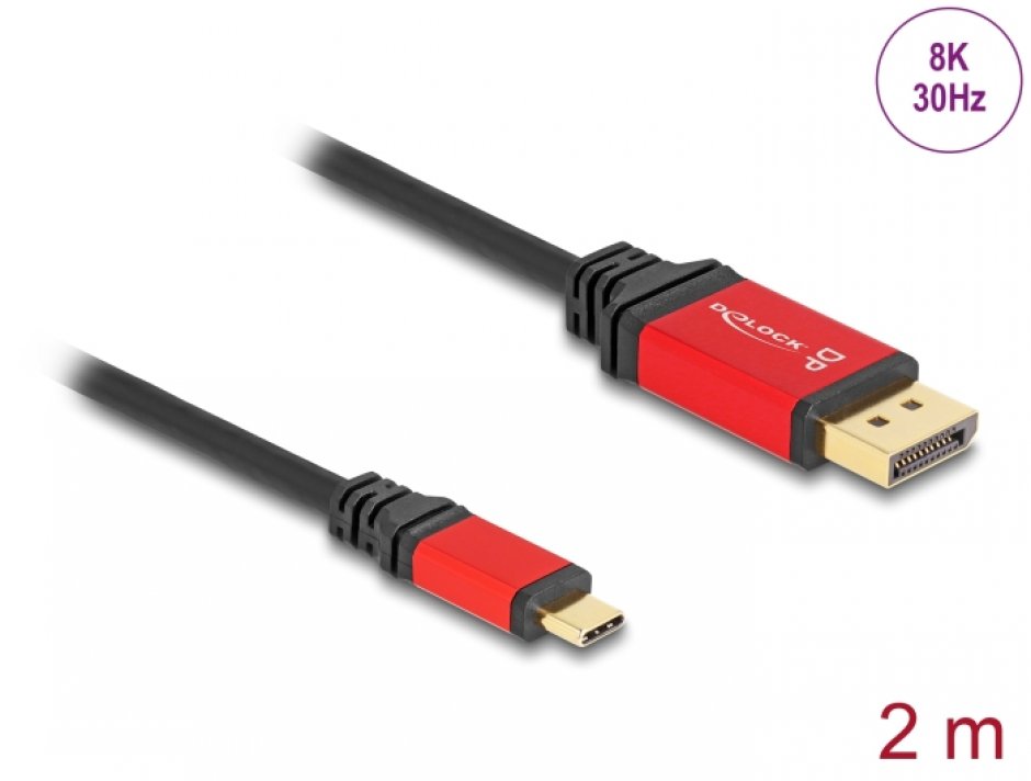 Cablu USB-C la DisplayPort Delock 8K, 2m