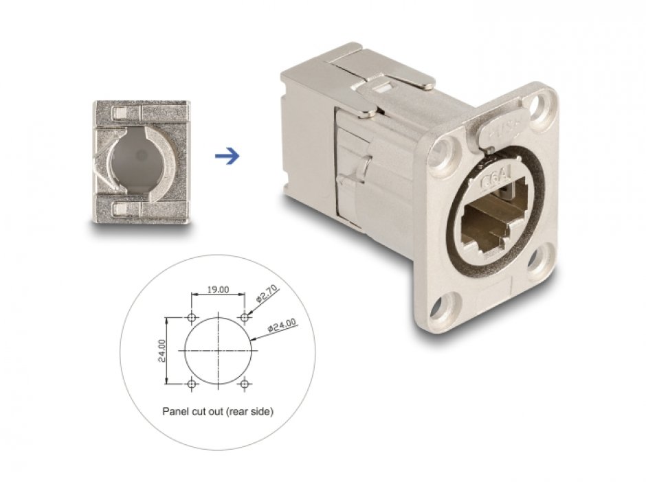 Conector RJ45 Cat.6A IP66 Delock 67064, D-Type