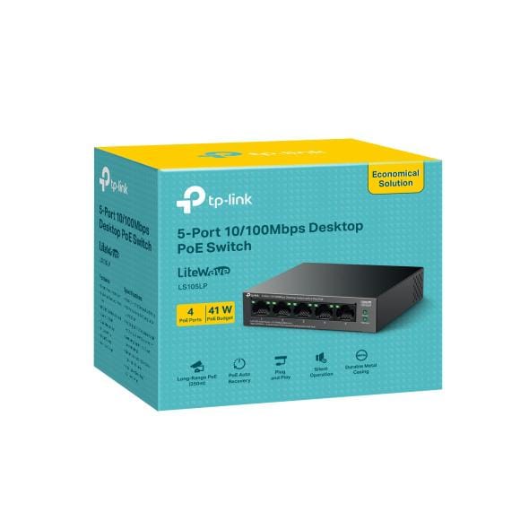 Switch PoE TP-Link 5-Port 10/100 Mbps - 4 Porturi PoE 41W - imagine 3
