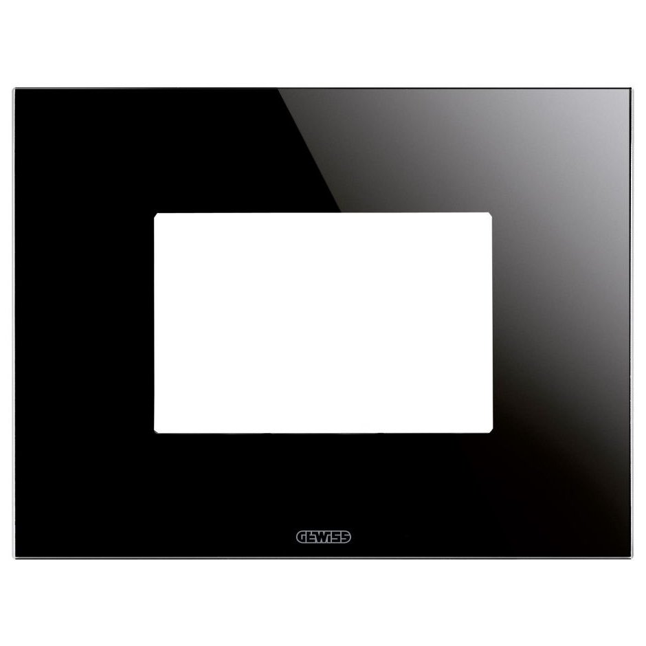 Rama ornament sticlă 3 module Gewiss Chorus Ice, Negru