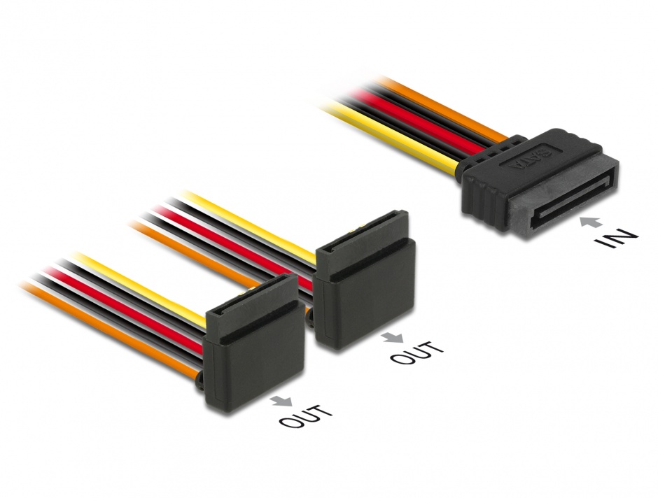 Splitter SATA la 2x SATA 15cm, Delock