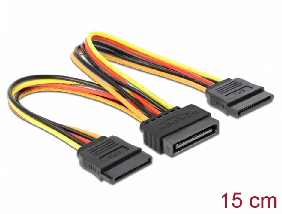 Cablu alimentare SATA Y, Delock, 15cm