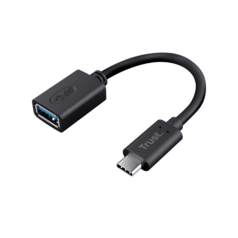 Adaptor Trust Calyx USB-C la USB-A, 9 cm, Negru