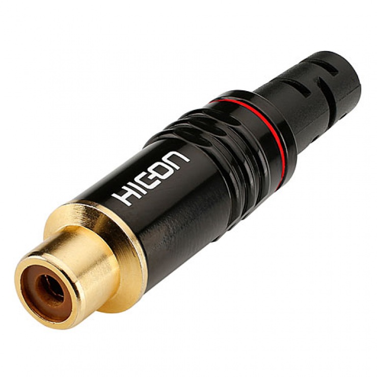 Conector RCA Mama Metalic Hicon, Rosu