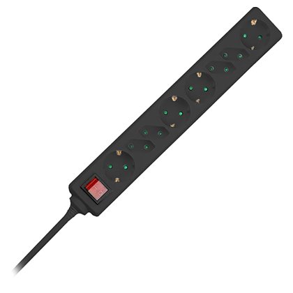 Prelungitor V-TAC 8 căi, 1.5m, Negru