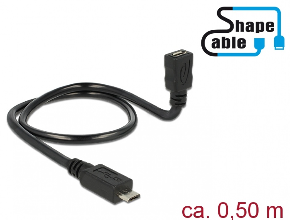 Cablu Delock OTG Micro-USB 0.5m Flexibil