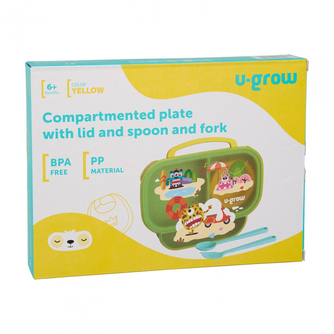 Farfurie U-GROW Galbena cu Capac și Tacâmuri pentru Bebeluși - imagine 6