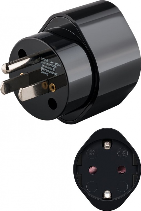 Adaptor Schuko la USA Negru, Goobay 45354