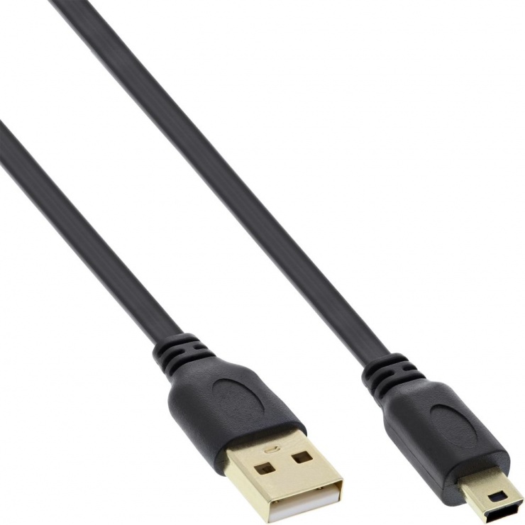 Cablu Mini USB 2.0 Flat 3m Negru InLine
