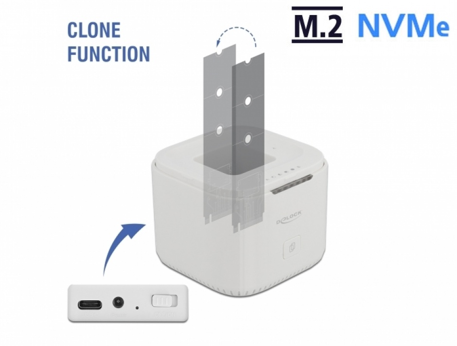 Docking Station Dual M.2 NVMe cu Clonare Delock