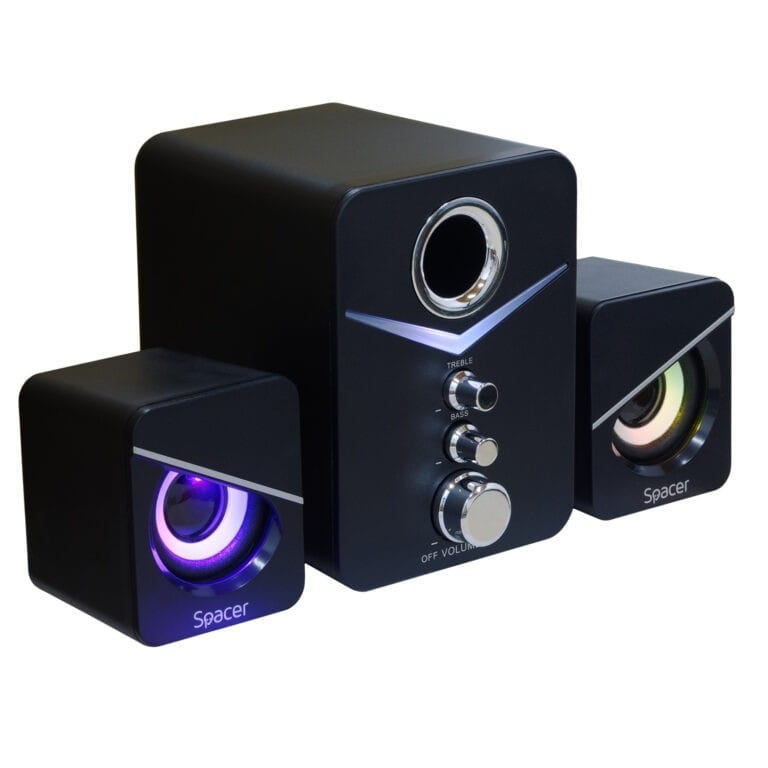 Boxe Gaming SPACER 2.1 11W RMS cu LED RGB - Negru - imagine 8