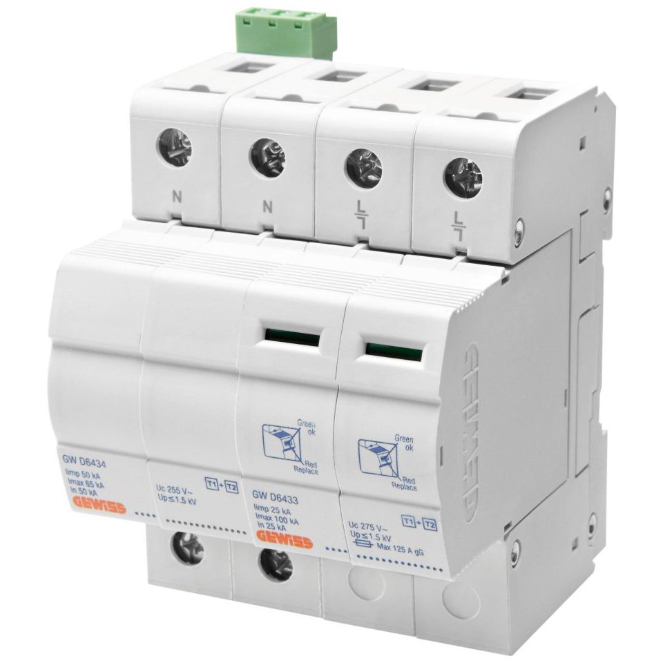 Descarcator SPD 1P+N 25kA Gewiss GWD6404