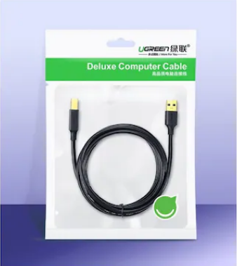 CABLU USB Ugreen pt. imprimanta, "US135" USB 2.0 (T) la USB 2.0 Type-B (T), 3m, conectori auriti, negru, "10351" (timbru verde 0.18 lei) - 69573038...