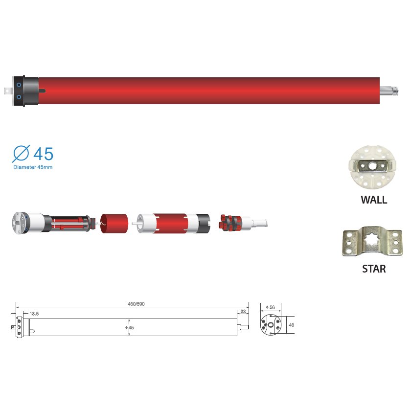 Motor Tubular Hatek EURO30W/O, 30 Nm, 230 V