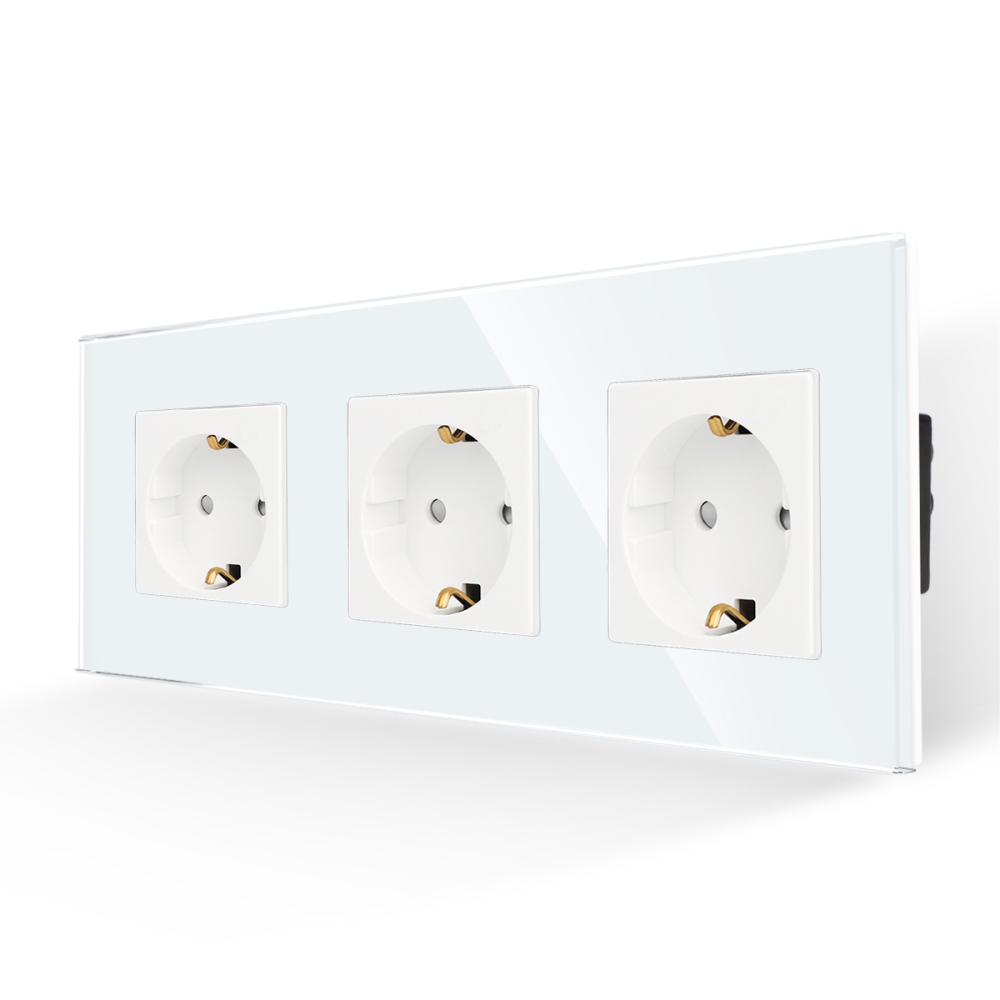 Priză Triplă LUXION cu Ramă Sticlă, IP45