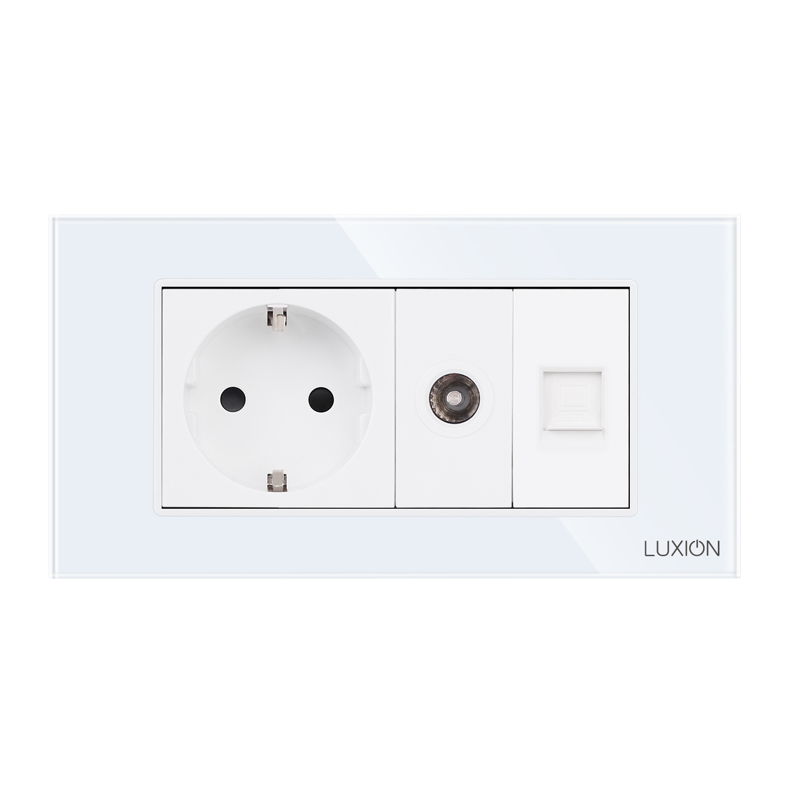 Priza Schuko + TV + Internet Luxion, Rama Sticlă - imagine 2