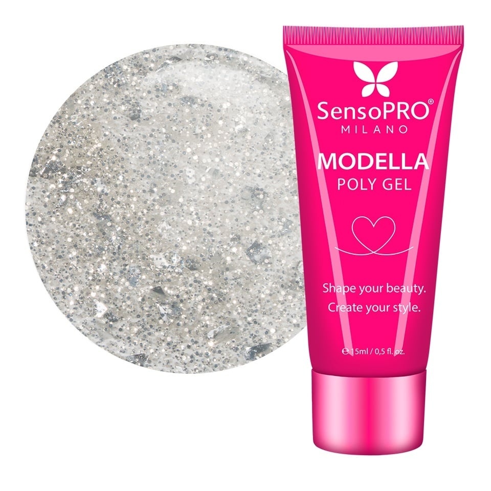 Polygel MODELLA SensoPRO Milano - Aura Diamond, 15ml
