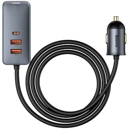 Incarcator Auto Baseus 120W 4 Porturi USB-C si USB-A Negru - imagine 2