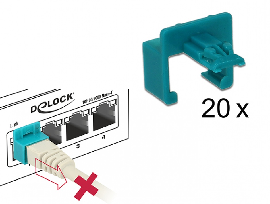 Set 20 Clips Securizare RJ45 Delock 86406