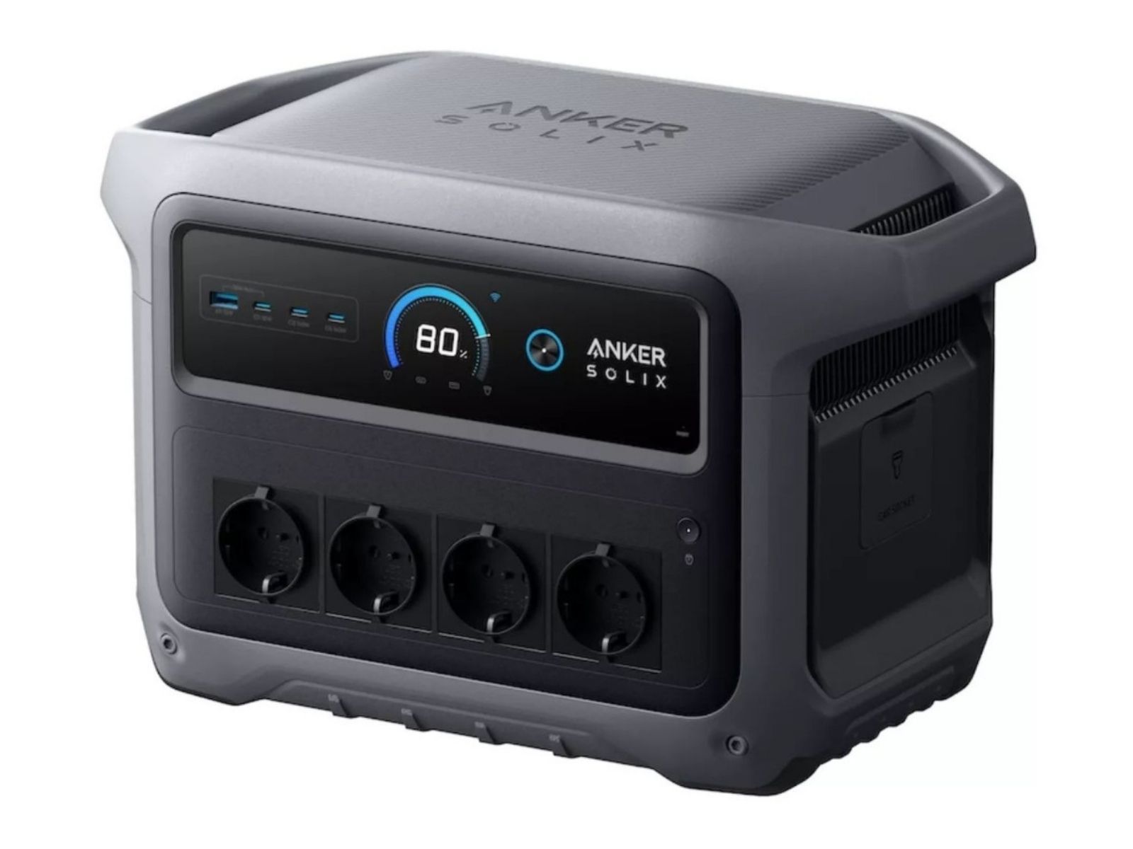 Statie alimentare portabila Anker Solix C1000X A17633A1, Generatia 2, 1024Wh, 2000W, LiFeP04, incarcare solara 600 W, UPS 10 ms, Gri