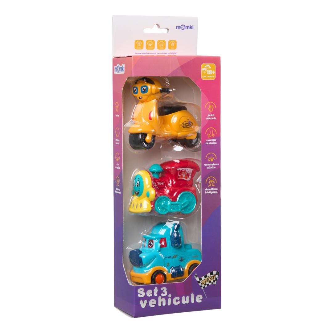 Set 3 Mașinuri prin Inerție MOMKI, fără Baterii - imagine 9