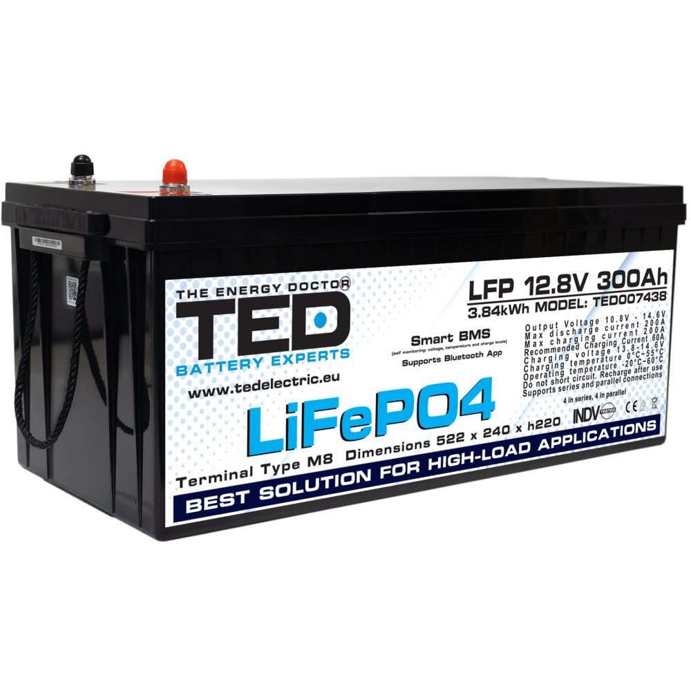 Acumulator LiFePO4 12V 300Ah BMS Bluetooth TED Electric