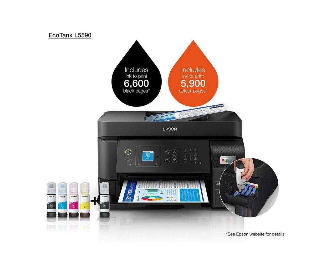 Multifunctional Epson L5590 EcoTank A4 WiFi Fax 15ppm - imagine 3
